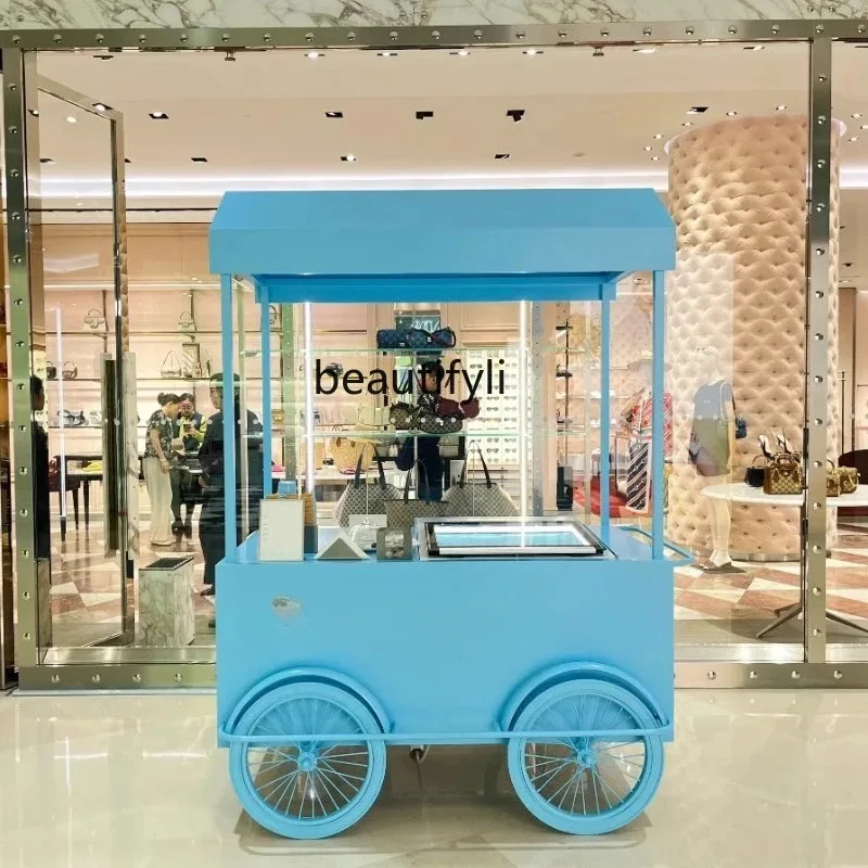 Shopping mall multi-functional event promotional vehicle commercial display stand float movable stall trolley H