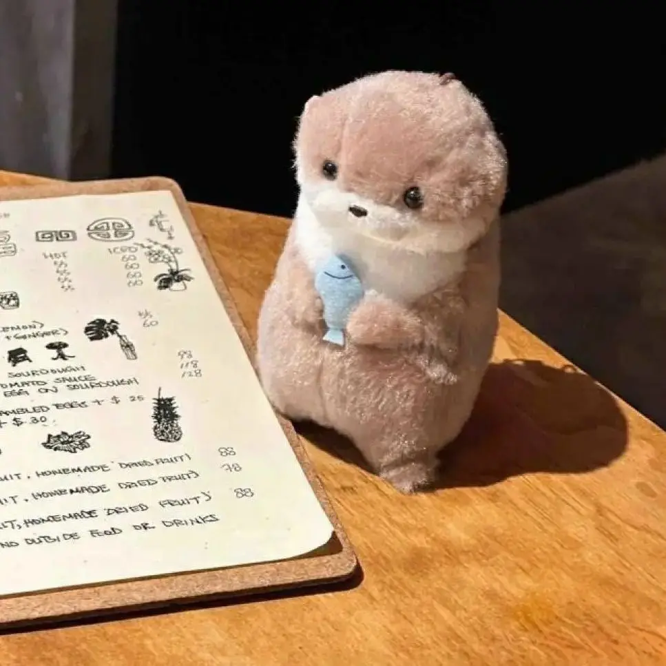 Cute Little Otter Hug Fish Plush Doll Pendant Gift Kawaii Girl Heart Keychain Backpack Decor Creative Toy Keyring Accessory Gift