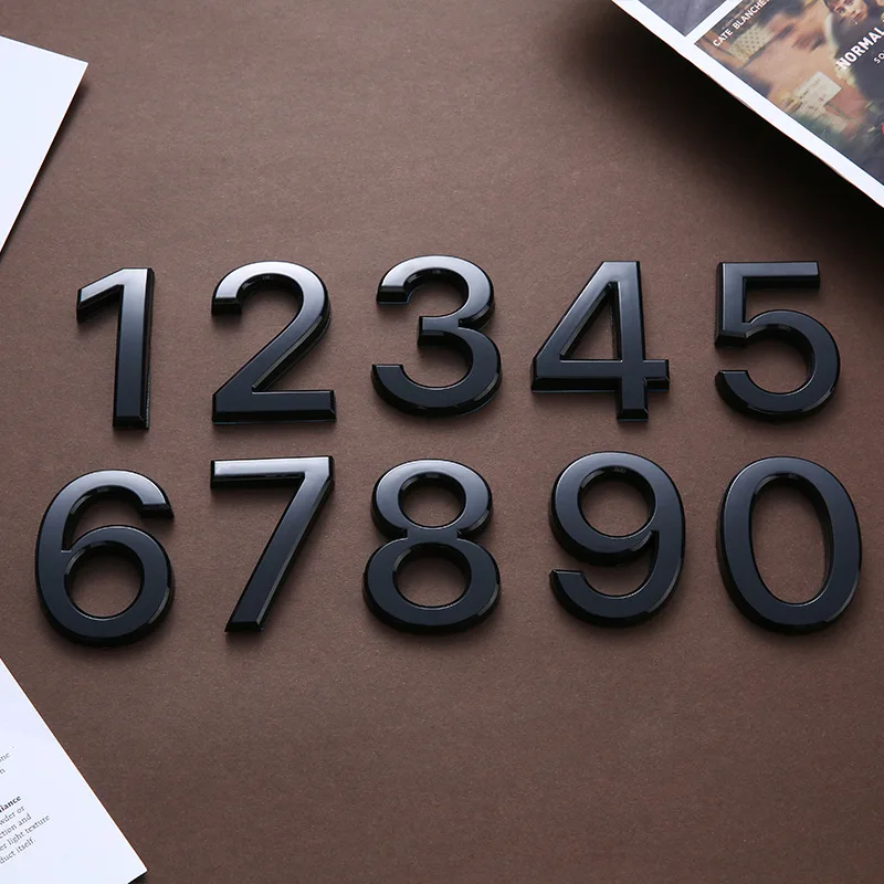 7cm house number digital sign hotel room number plating 3D resin house white black number digital signage door paste plate