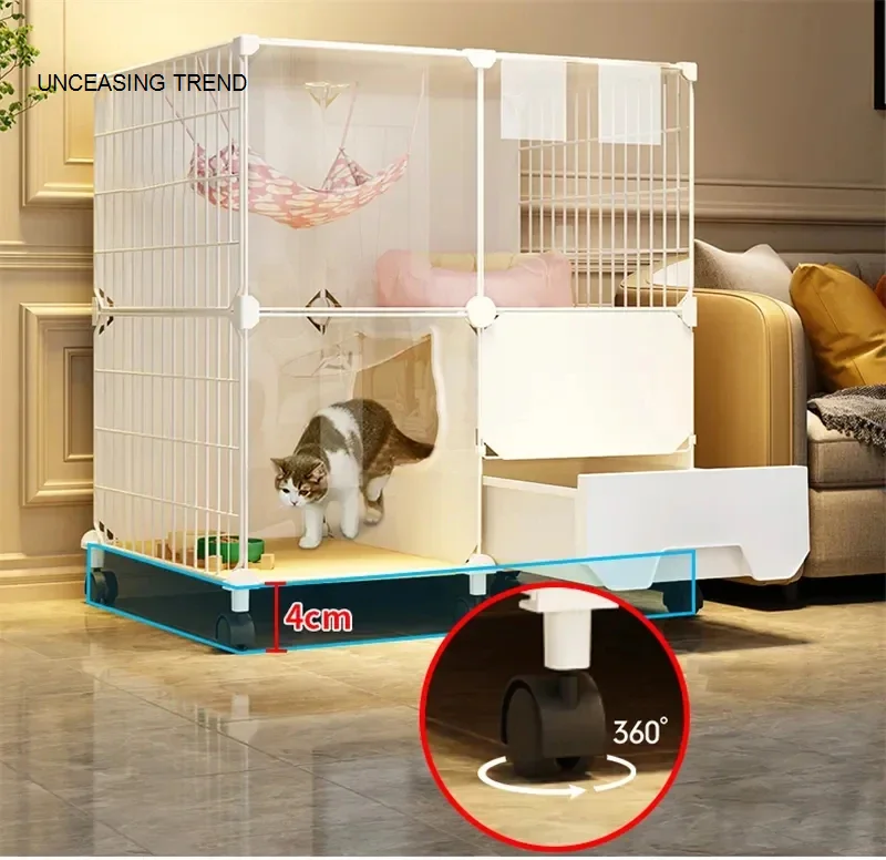 Cat Cages Home Indoor Cat Litter Box Integrated Cat House Simple Cat Villa Toilet Super Large Free Space Pet Products Cat Cage