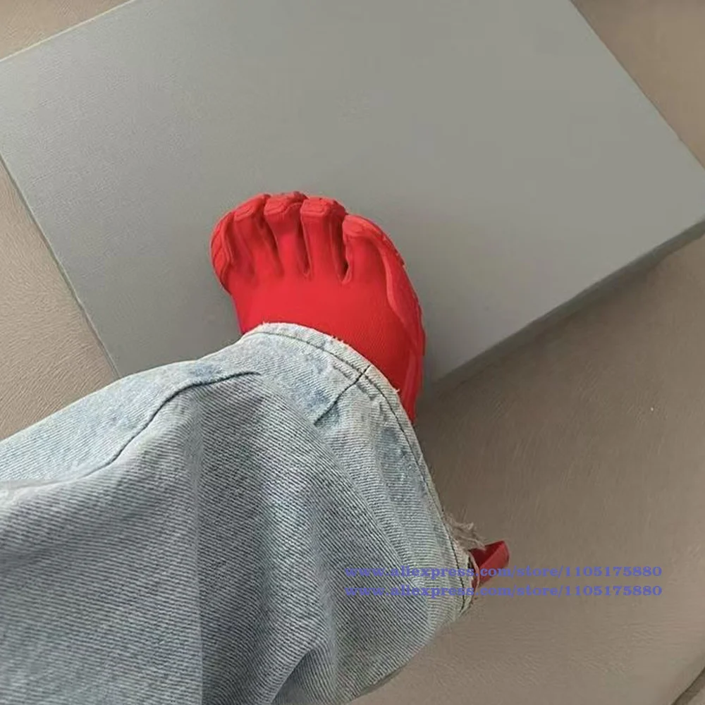 خمسة أصابع تو النساء الأحذية شبكة مطاطية القماش الجوارب الأحذية الفاخرة مصمم عالية الكعب الكاحل الجوارب العصرية أحذية نسائية بوتاس