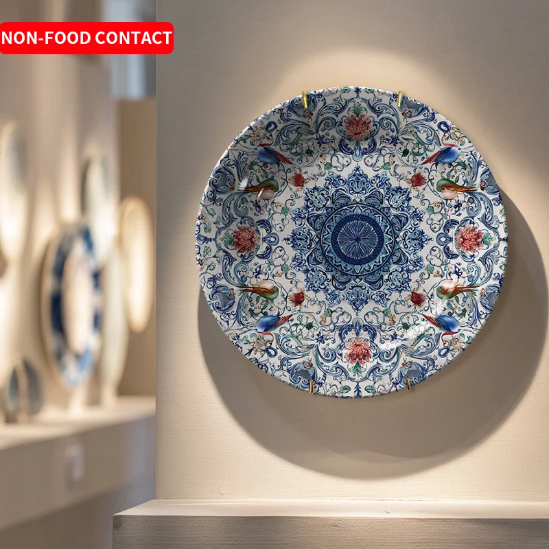 Exquisite Ceramic Decorative Plate with Hand-Painted Floral And Bird Designs, Suitable for Home Decor. Not for Food Contact,