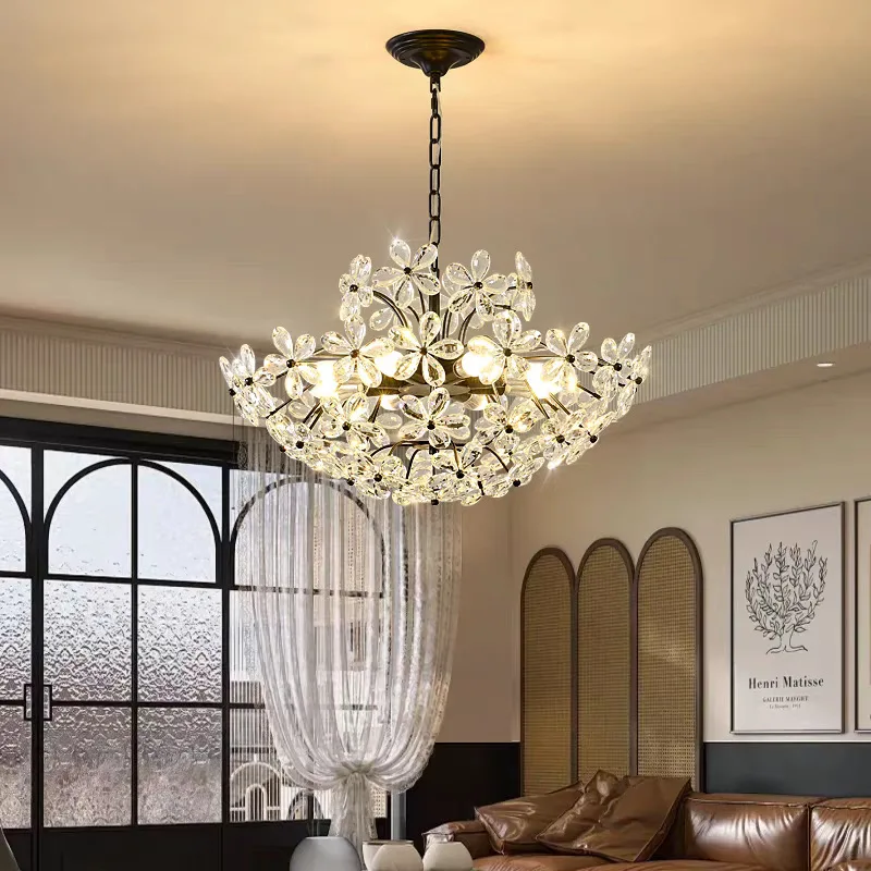

Crystal Petal Chandelier Living Dining Room Pendant Light Luxury Hanging Lamp