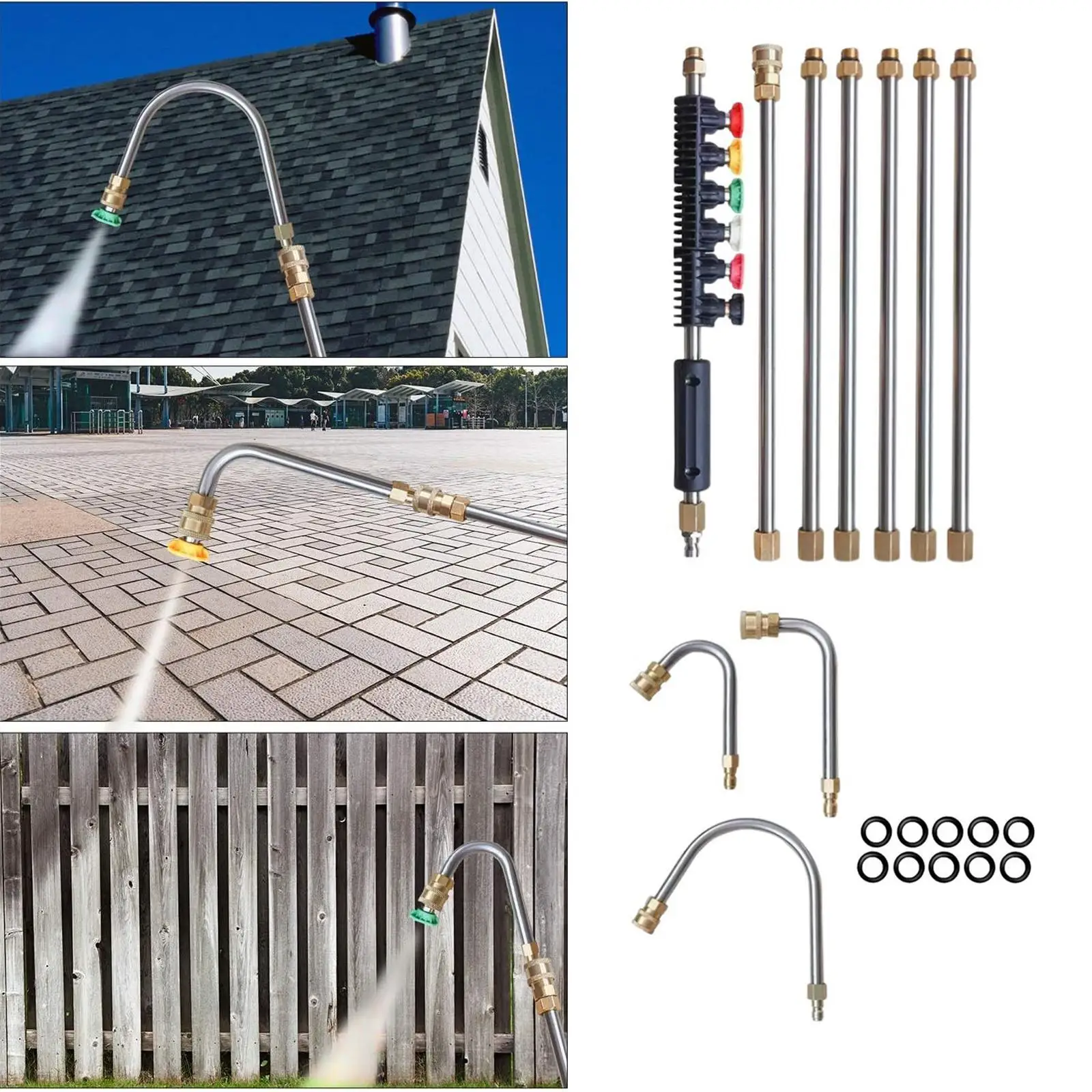 

Pressure Washer Extension Wand High Performance with 6 Nozzle Tips for Roof Gutter Cleaner Accessories Window Siding Deck