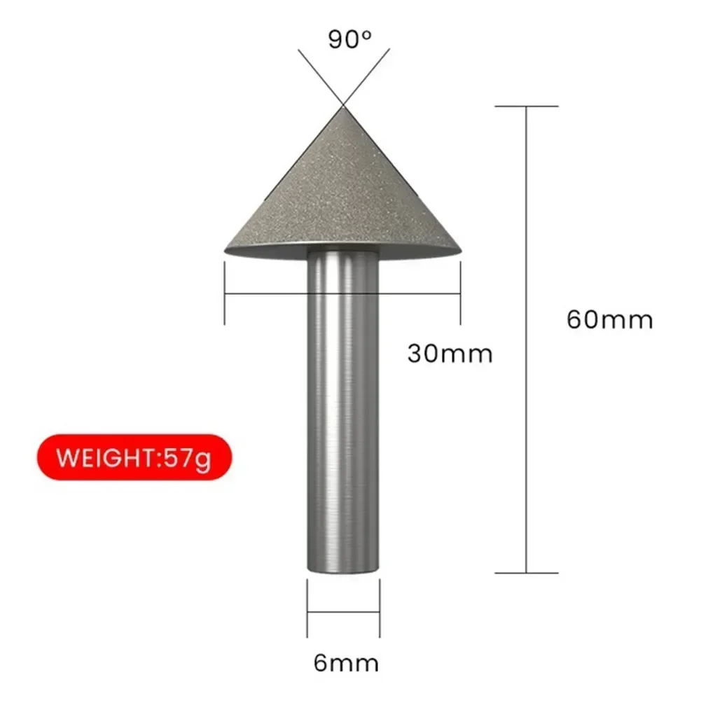 Imagem -04 - Peça 90 Graus Chanfro Cone Processamento 120grit Cabeça de Moagem de Diamante para Corte Usinagem Ferramentas Cônicas Acessórios 1