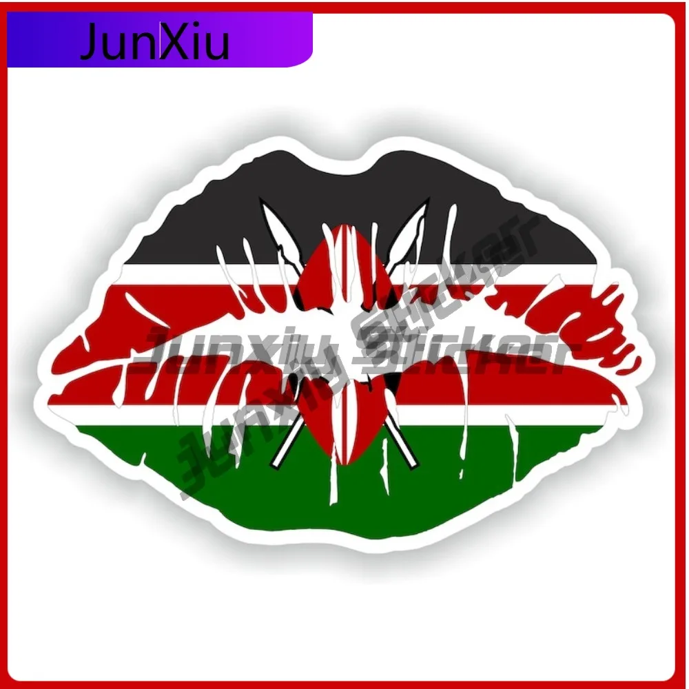 

Kenya Flag Lips National Emblem Sticker Vacation Stickers Personalized Accessories Funny Car Decoration Guitar Accessories Stick