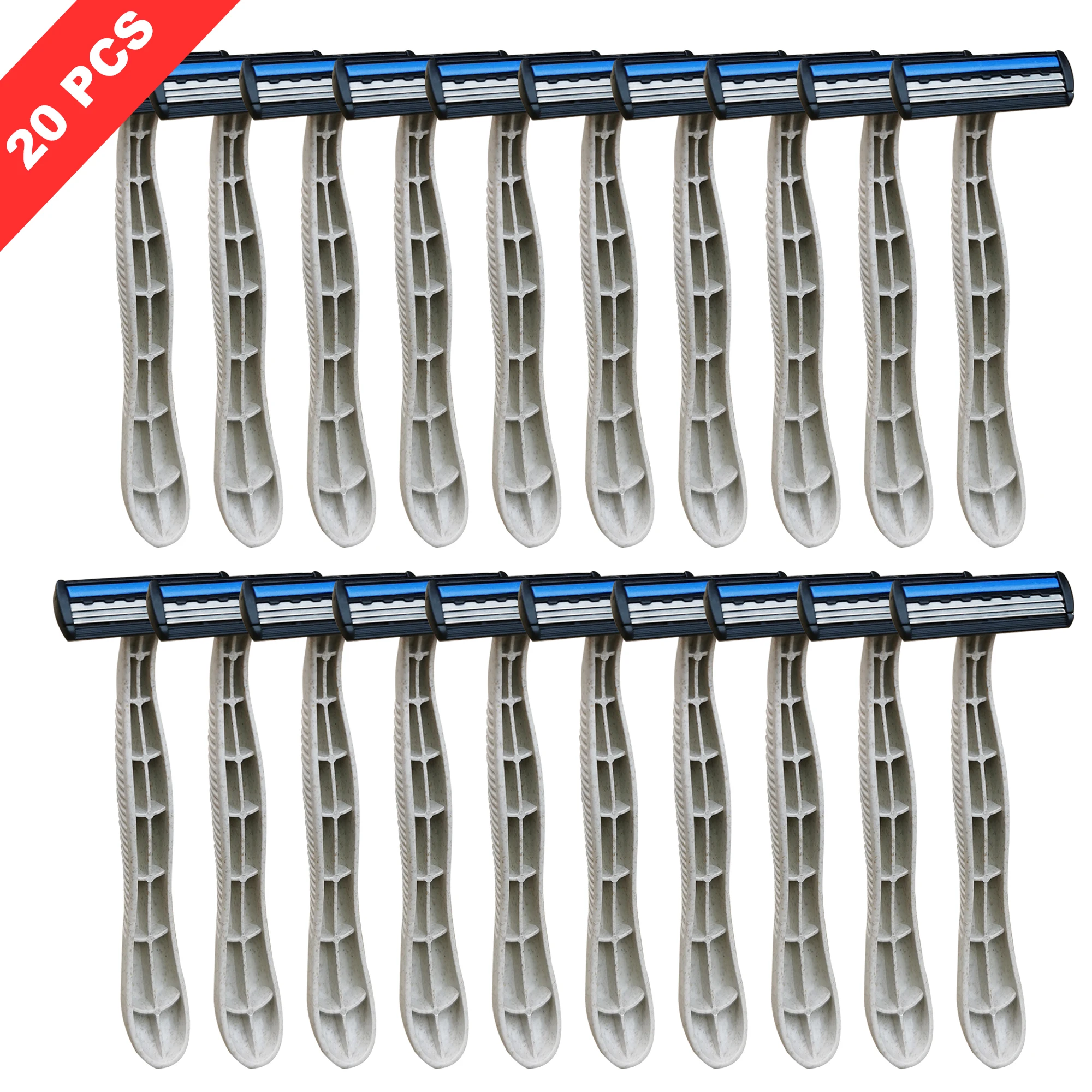 Pack of 20 Disposable Manual Men's Razors for Travel And Hotel Use Single Use Safety Manual Shavers