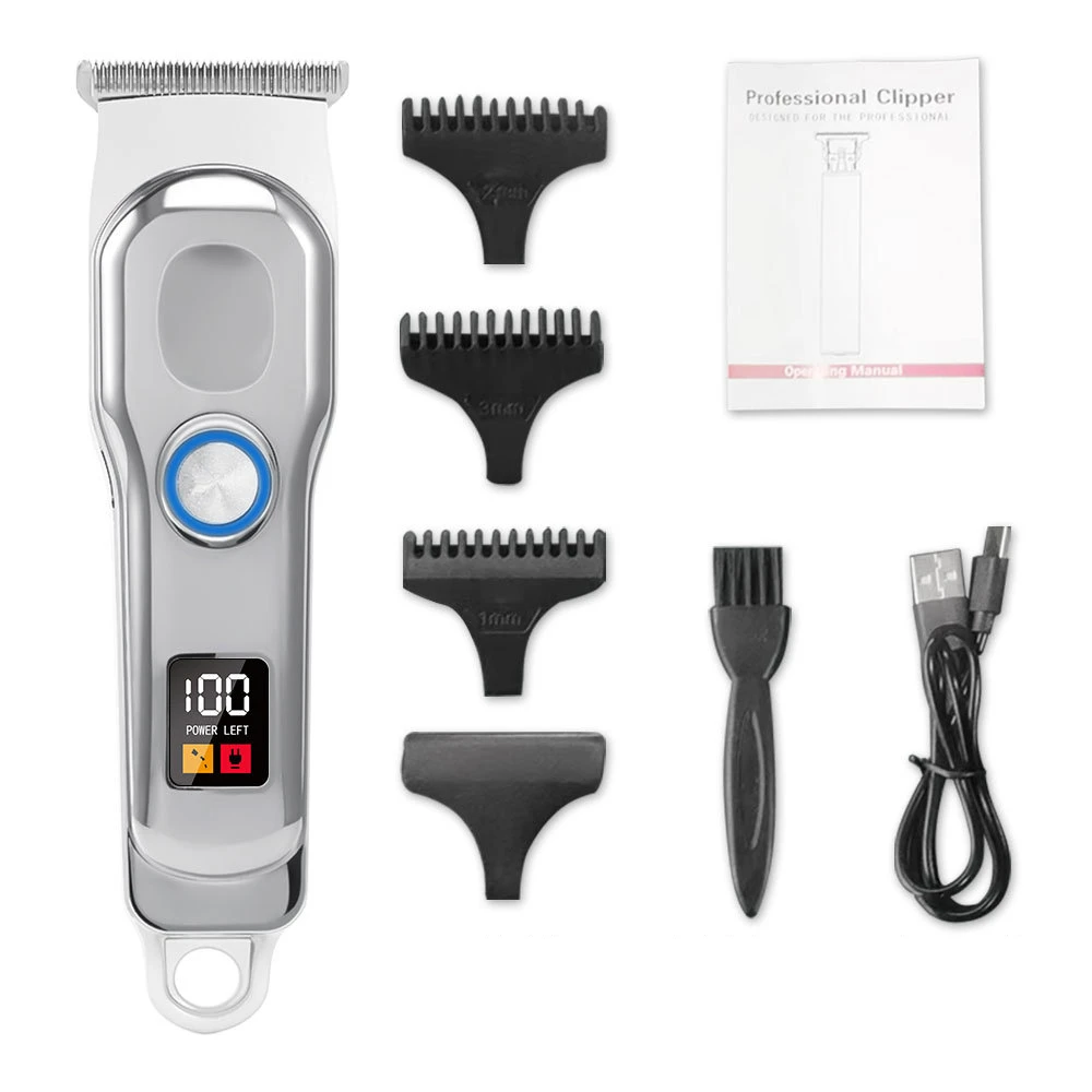 Digital display professional second gear speed regulating electric barber shaving head hair salon special scissors rechargeable