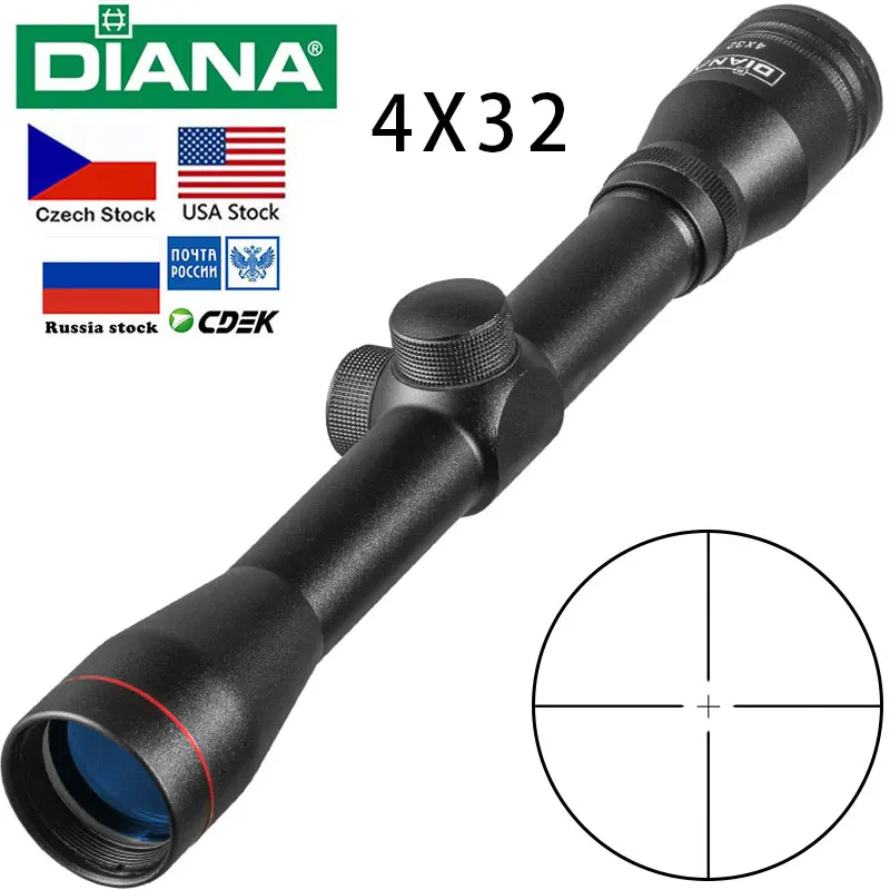 DIANA Tactical 4X32 Riflescope One Tube Glass Double Crosshair Reticle Optical Sight Rifle Scope