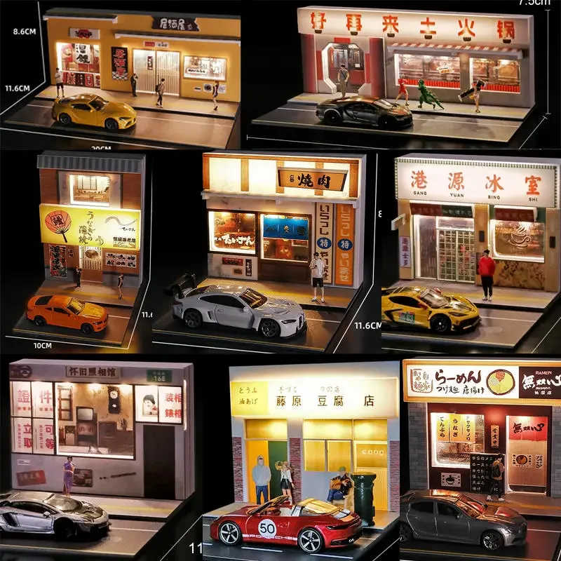 Collector 1/64 Small Scale Scene Architectural Model Photography Urban Landscape Convenience Store Male Car Model Scene Gift Boy