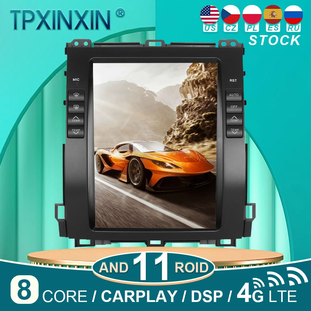 Android 10 For Toyota Land Cruiser Prado/Lexus GX470 2002-2009 Vertical style screen Car Radio GPS Navigation Multimedia Player