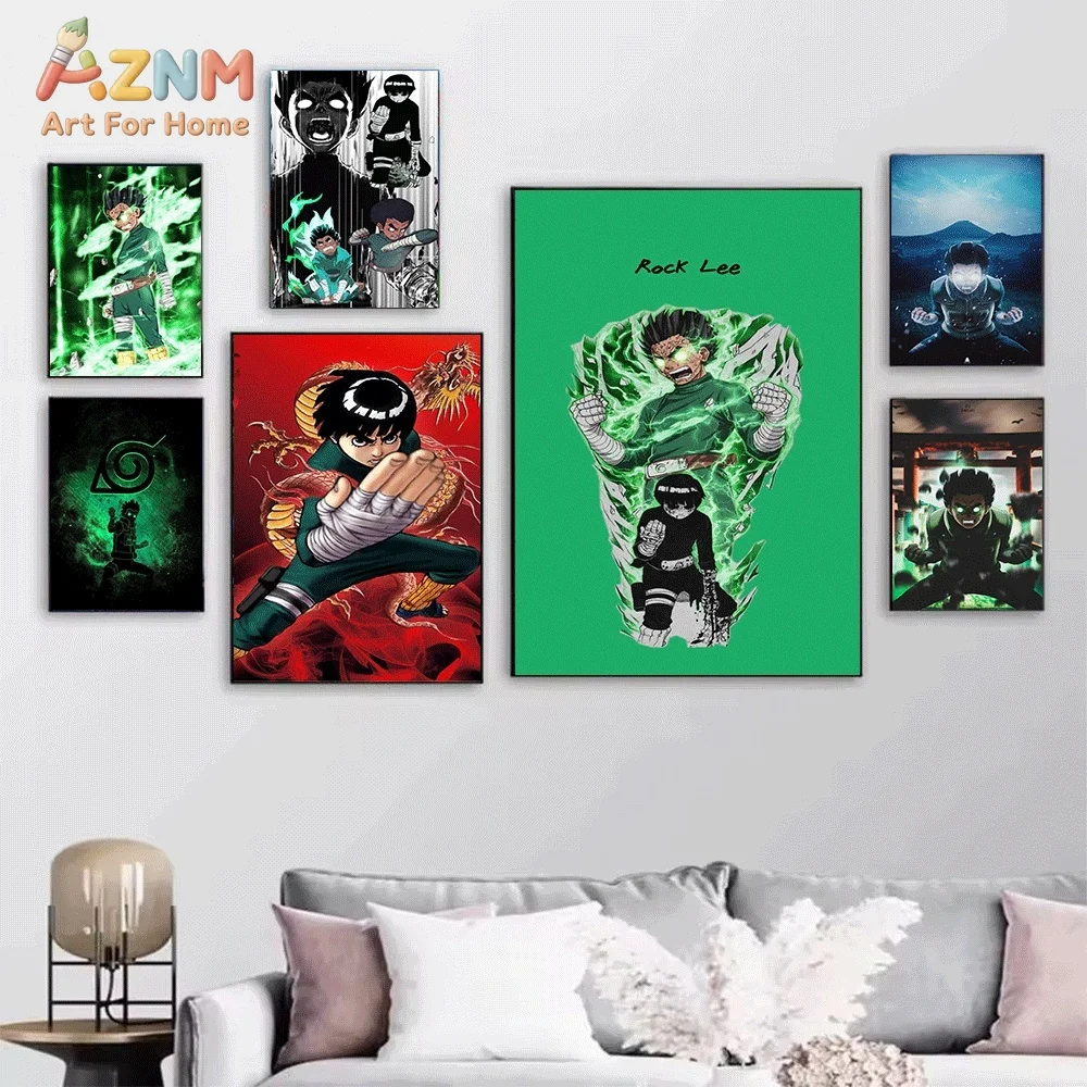 Cool Ninja Anime Rock Lee Canvas Wall Art Print Unframed Canvas Painting Home Decor Poster for Bedroom Living Room Nice Gift f