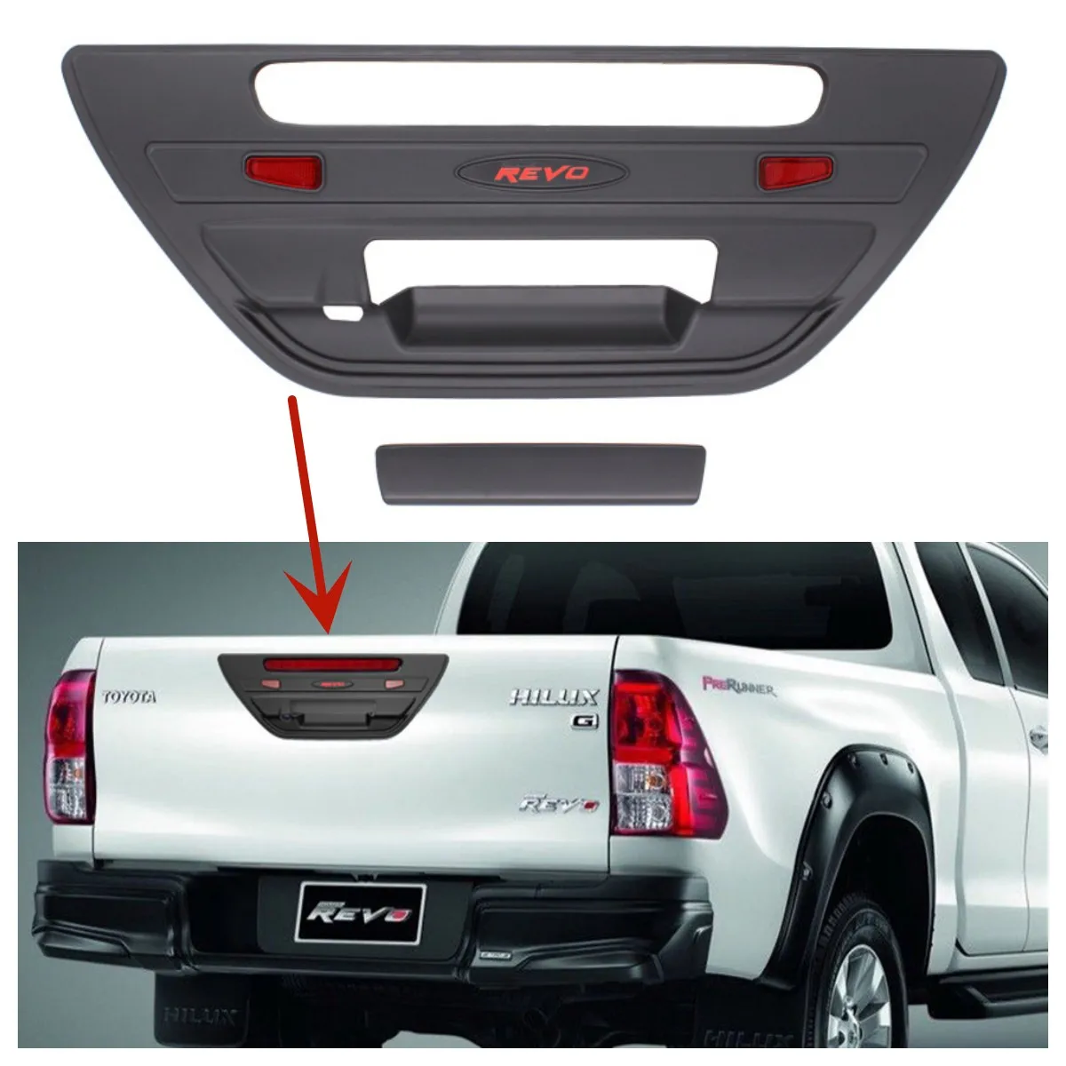 

For Toyota Hilux Accessories Back Door Decoration Tail Gate Rear Door Handle Cover For REVO 2015-2017 ABS Matt Black Trunk Trim