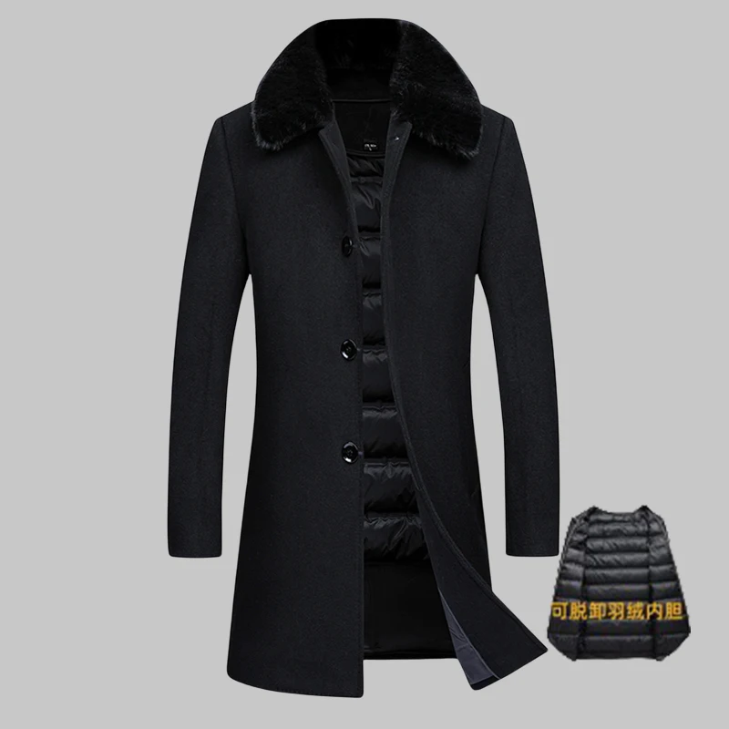 2023 New style Men's Woolen Coats Winter Classic Casual Overcoat Mens high quality Thick Blue, grey and black trench coat men