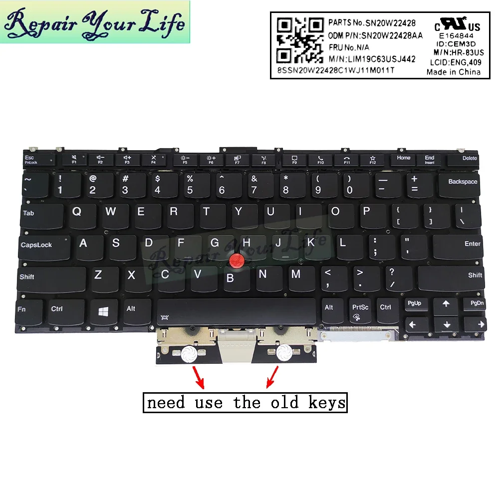 US UK English Backlit keyboard for Lenovo ThinkPad X1 Titanium 13.5