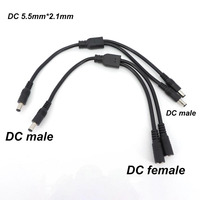 10A 18awg 19V 24V 12V 2 Way DC 1 Male to 2 Male Female Splitter Connector Power Supply Adapter Extension Cable 5.5x2.1mm Plug m