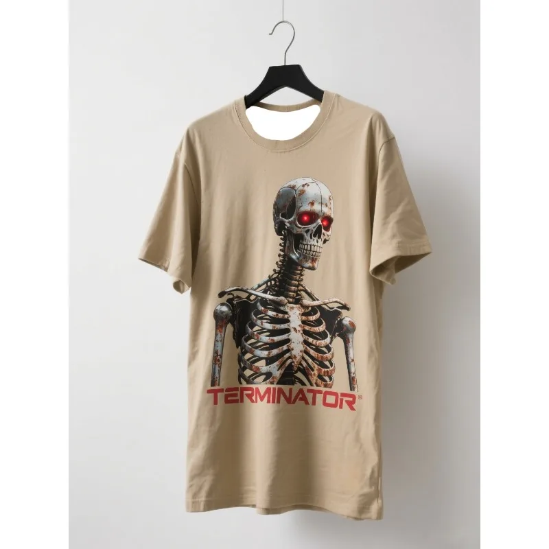 

MOTO- Quick - Drying Adult Terminator Tee, 3D - Printed Lifelike Skeleton Graphic