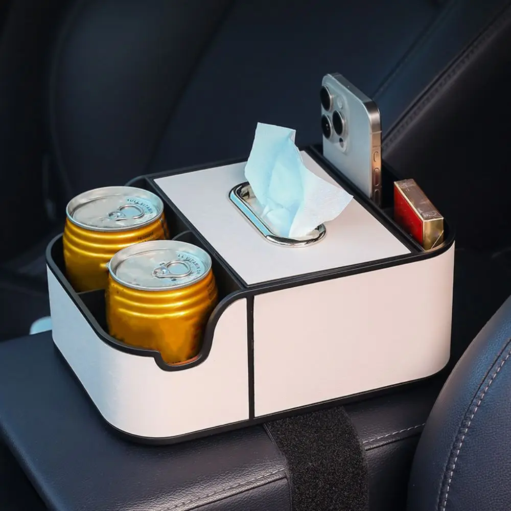 

Armrest Box Extender Car Armrest Storage Organizer Arm Rest Organizer 2 Cup Holder Auto Armrest Tissue Holder Sturdy Accessories