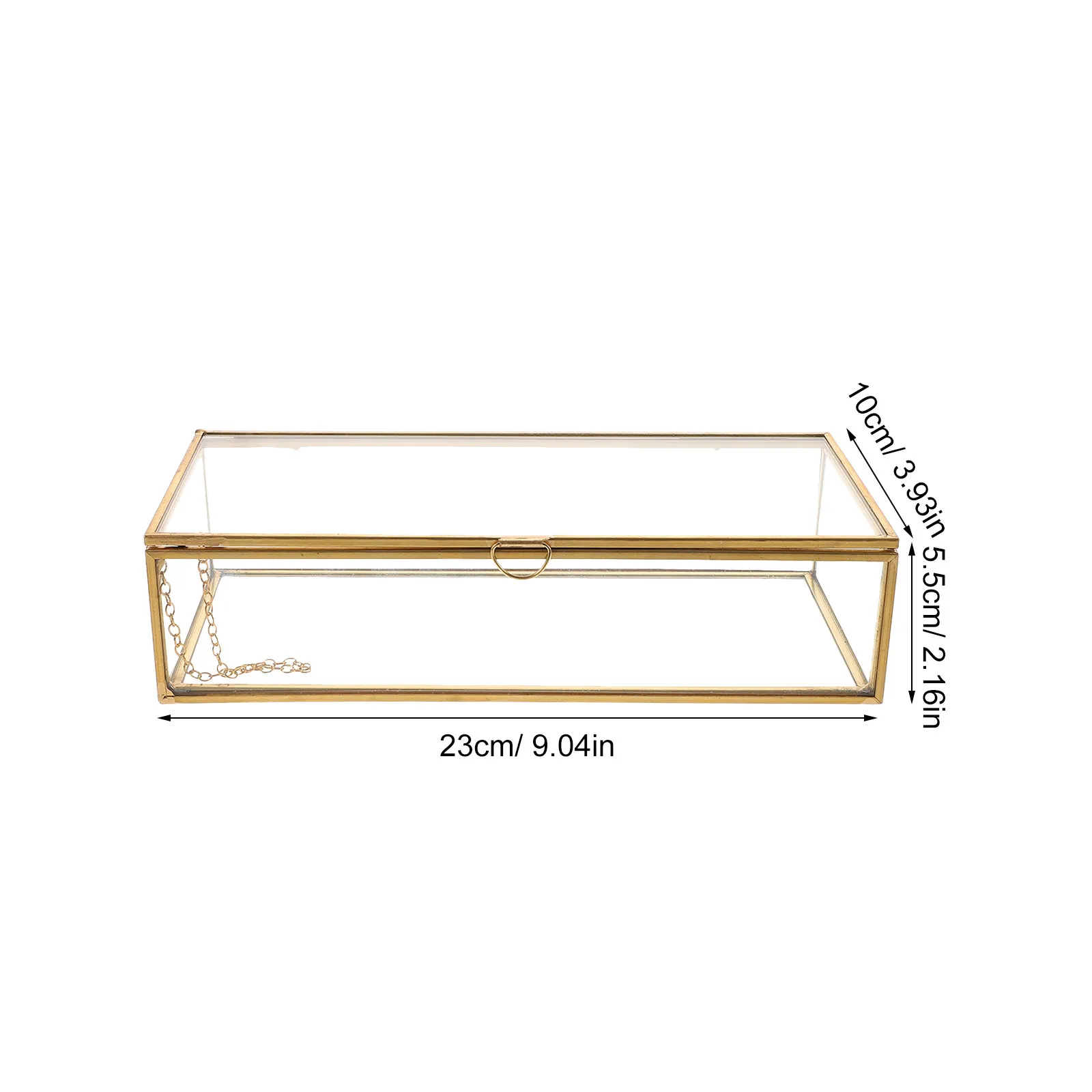 Rectangular Glass Jewelry Box Vintage Style Clear Display Case with Lid for Necklace Ring Earring Storage Desktop Vanity