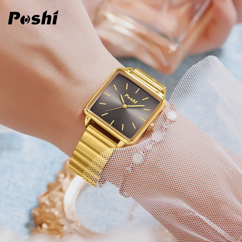 POSHI Quartz Watch for Women Waterproof Alloy Strap Women\'s Watches Casual Ladies Bracelet Original Brand Wristwatch reloj mujer