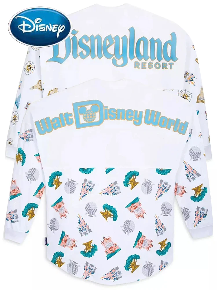 Disneyland Walt Disney World Castle Letter Celebration Mickey Mouse Print Sweatshirt Unisex Couple Women Long Sleeve Jumper Tops