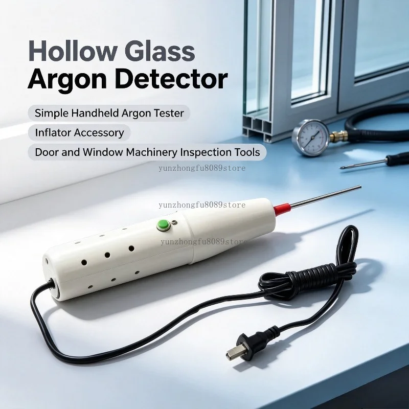 Hollow Glass Argon Detector, Simple Handheld Argon Tester with Inflator for Door and Window Machinery Inspection Tools