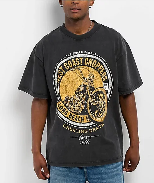 Cheating Death West Coast Choppers Street Trend Brands Graphic T-Shirt Cotton Men Women Streetwear Tee