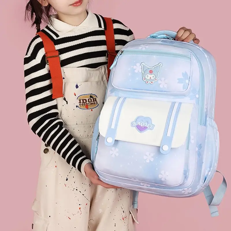 

Sanrioed Anime Cartoon Large Capacity Student Backpack Kuromi Cute Children Girl Boy Blue Schoolbag Shoulder Bag Gift