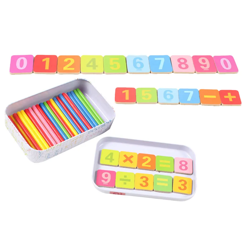 

1 set Wooden Counting Rods Arithmetic Sticks Kids Math Toy Smooth Burr Free Colorful Numbers Teaching Aids Montessori Learning