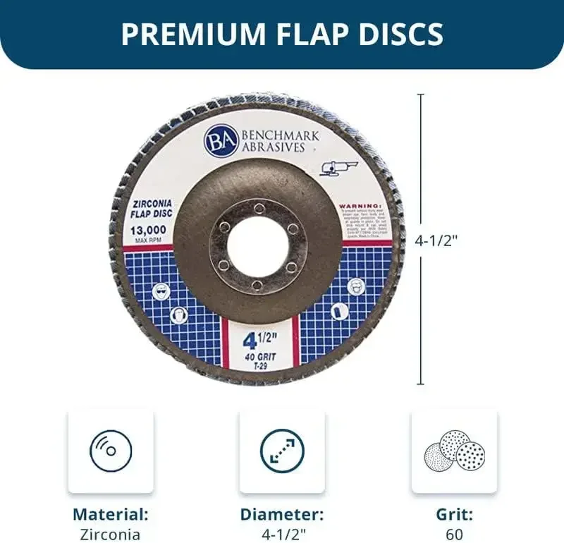 Abrasives 4.5" x 7/8" Premium Zirconia Type 29 Flap Discs 4 1/2 for Angle Grinder, Sanding Discs, Finishing - Grinding Wheels 4