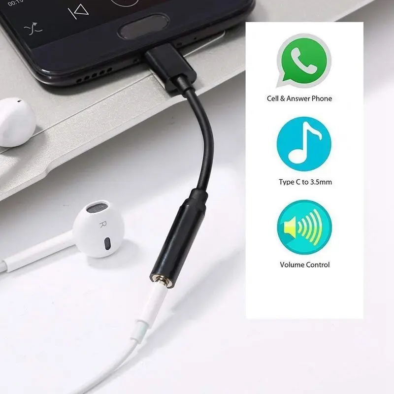 USB C to 3.5ヘッドフォンジャックケーブルアダプター、タイプ3.1オスポート、ステレオ、メス、ヘッドフォンアダプター