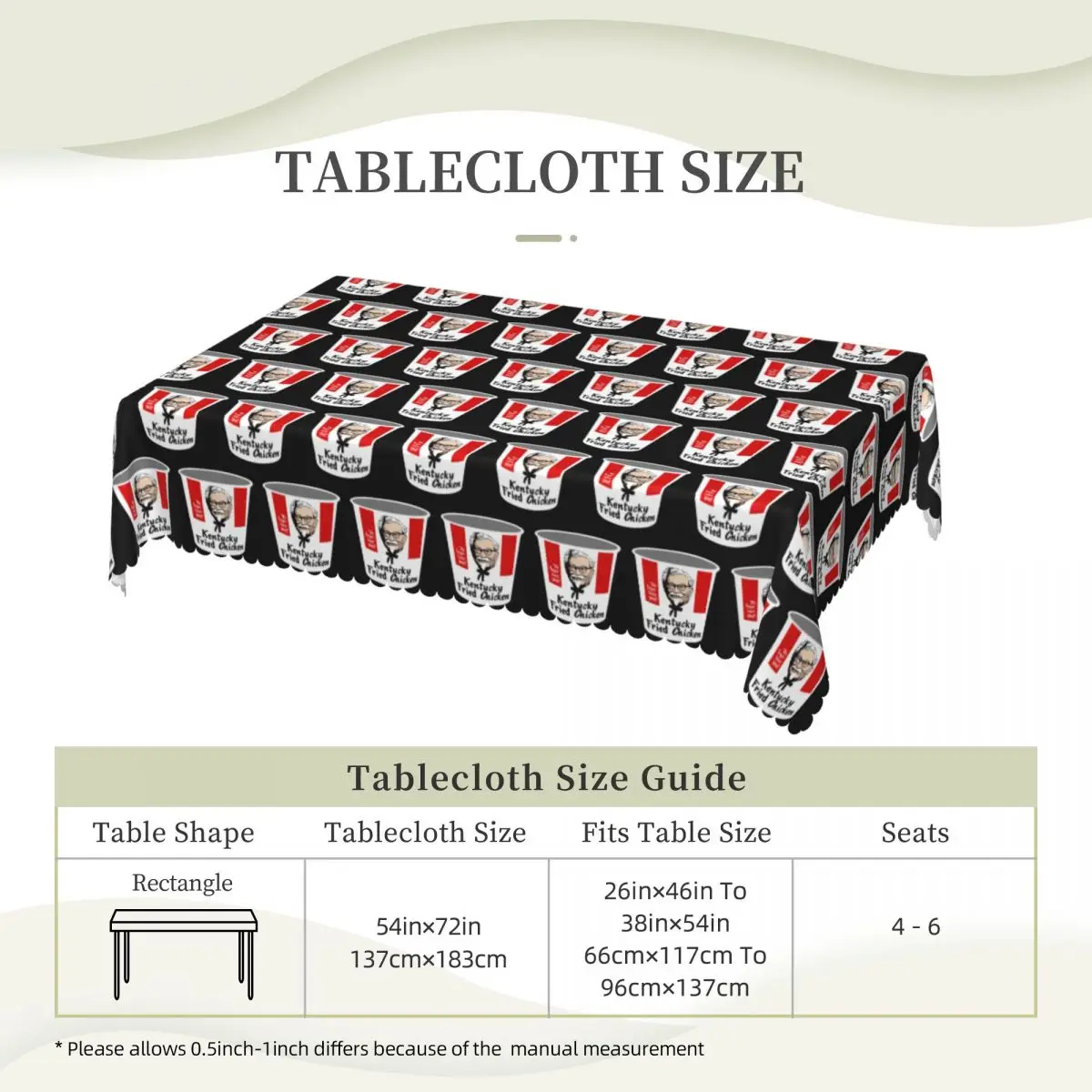 Kfc Bucket Custom Rectangular Tablecloth Waterproof Table Cover for Dining Events Table Cloth