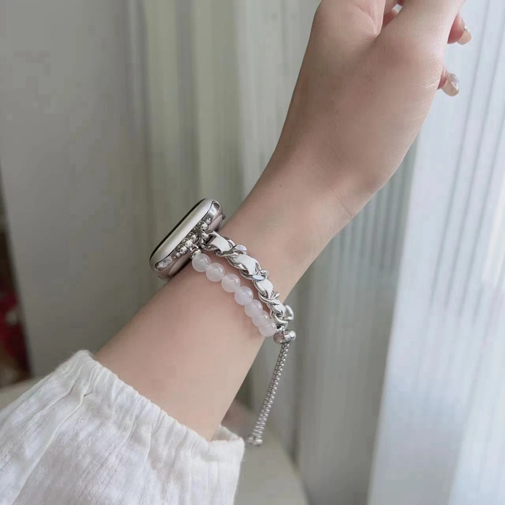 

Beads link loop For Apple Watch band women Series Ultra 10/9/8/7/6/5/4/3/2/1 38mm 40mm 41mm 42mm 44mm 45mm 46mm Strap