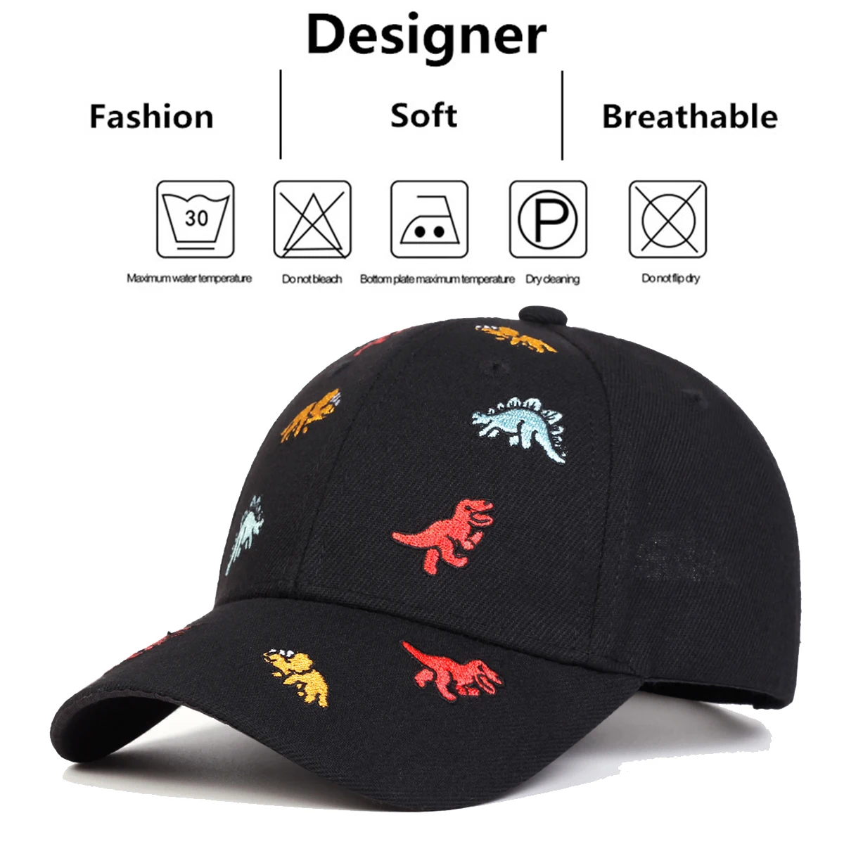 Children Colored Dinosaur Embroidery Baseball Caps Spring Autumn Outdoor Adjustable Casual Hats Boy Girl Travel Sunscreen Hat