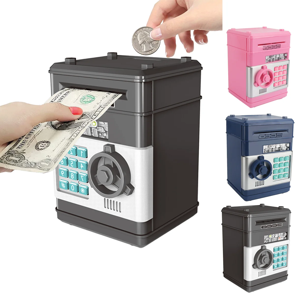 Kids Money Bank, Electronic Password Piggy Bank Mini ATM Cash Coin Money Box for Kids Birthday Toy for Children，ATM Banks Box