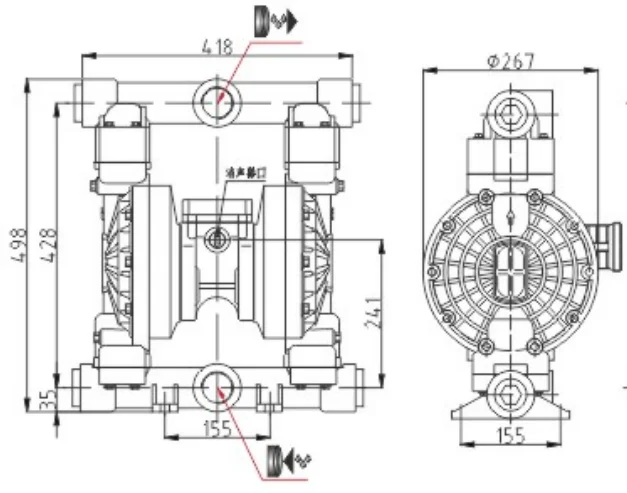 Agricultural Air Operated Pneumatic Diaphragm Pump Membran Sludge Sump Vacuum Mud Pump for Drilling air Pump Bomba De Diafragma
