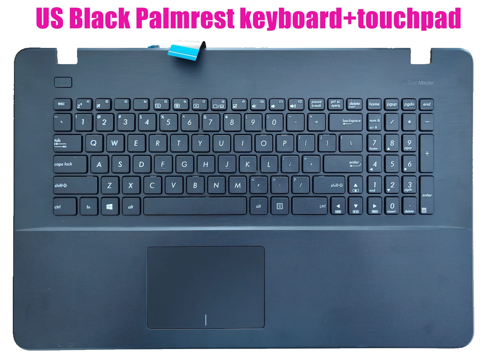 US Black Palmrest keyboard for Asus F751 K751 X751 X752 R752 with ...