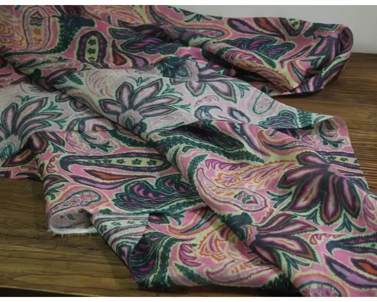 

1yard Colorful flowers printing pathwork new style ramie fabric Skirt dress shirt bag cheongsam fabric for clothing