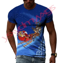 Christmas Tree Carnival Santa Claus Happy New Year Gift Man T-shirts Hip Hop 3D Print Harajuku Round Neck Tee Short Sleeve Top