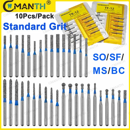 Imagen 2 del producto 10 Uds FG fresas de diamante Dental fresa de fresas grano estándar para pieza de mano de alta velocidad herramientas de pulido de blanqueamiento Dental SF SO BC