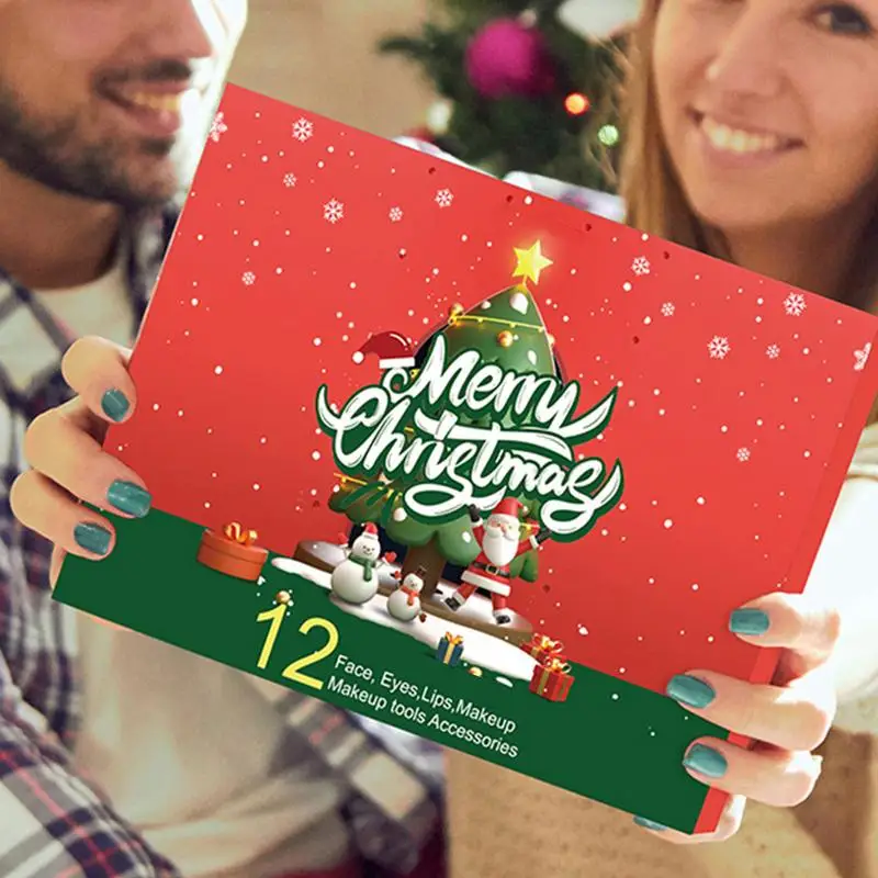 Calendario dell'Avvento per il trucco delle ragazze di Natale Scatola cieca a sorpresa 31x23,5x3,5 cm Calendario per il conto alla rovescia di Natale 2024 Set per la cura della bellezza