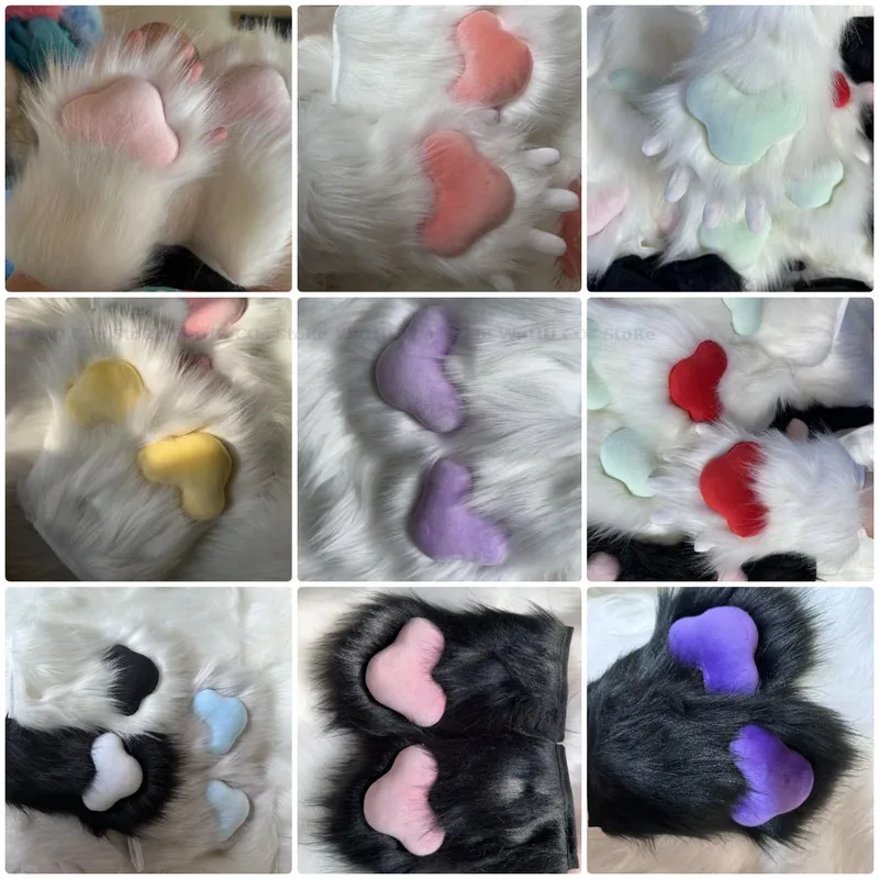 2024 nuovi guanti zampa pelosa costumi Cosplay gatto pecora artiglio coniglio Fursuit artiglio animale carino artiglio animale peloso guanti artiglio di gatto