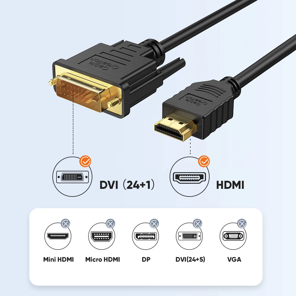 CableCreation Bi-direction HDMI to DVI Cable DVI-D 24+1 Male Adapter 1080P HD High Speed Cable for HDTV DVD Projector Xbox PS5