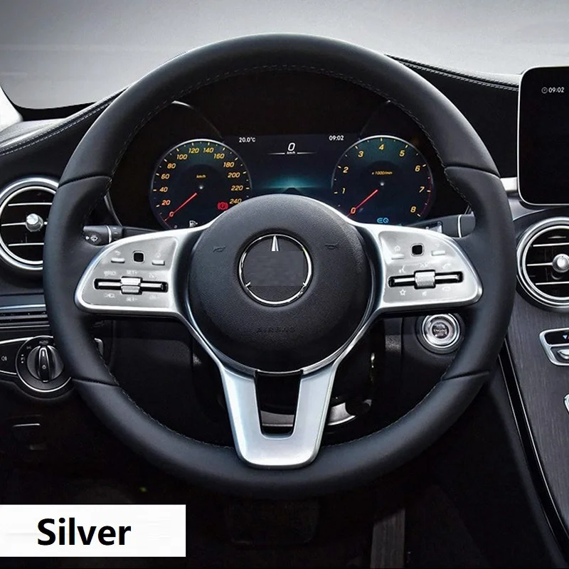 2PCS Aluminum Alloy Car Steering Wheel Button Cover Trim For Mercedes Benz A C E Class W177 W247 W205 W213 W167 X253 X167 X247