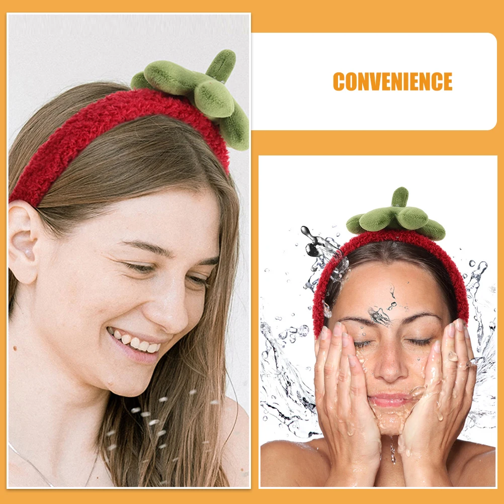 3 قطع من عصابة الرأس الكرتونية على شكل فراولة لطيفة للنساء في الصيف وحفلات الشاطئ والسبا والمكياج وغسل الوجه وإكسسوارات حمام السباحة