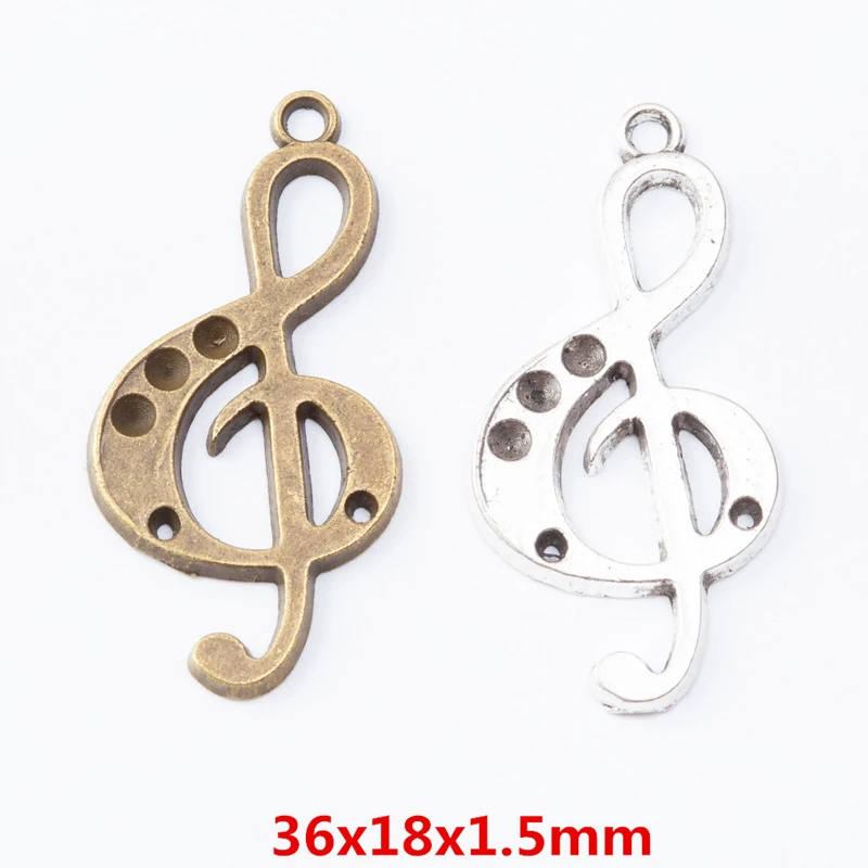 50pc 36*18MM ZAKKA Grocery Creative Vintage Music Element Music Symbol Handmade DIY, Bronze Popular Necklace Ornament Pendant