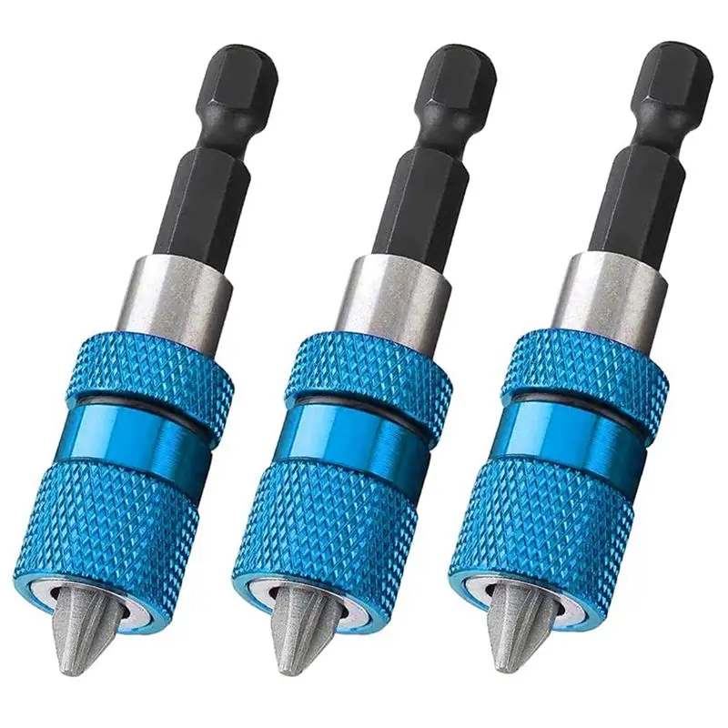 Professional 3PCS 60Mm Drywall Screw Bits Setter Magnetic Bit Holder 1/4 Inch Hex Shank Driver Bits Adjustable Depth Screw Holde