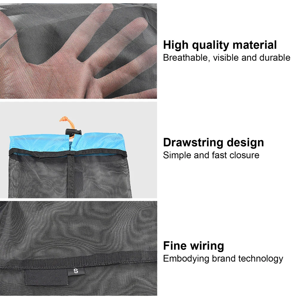 Portable Ultralight Mesh Storage Bag Foldable Multi-color Drawstring Organizer For Clothes Quilts Down Jackets