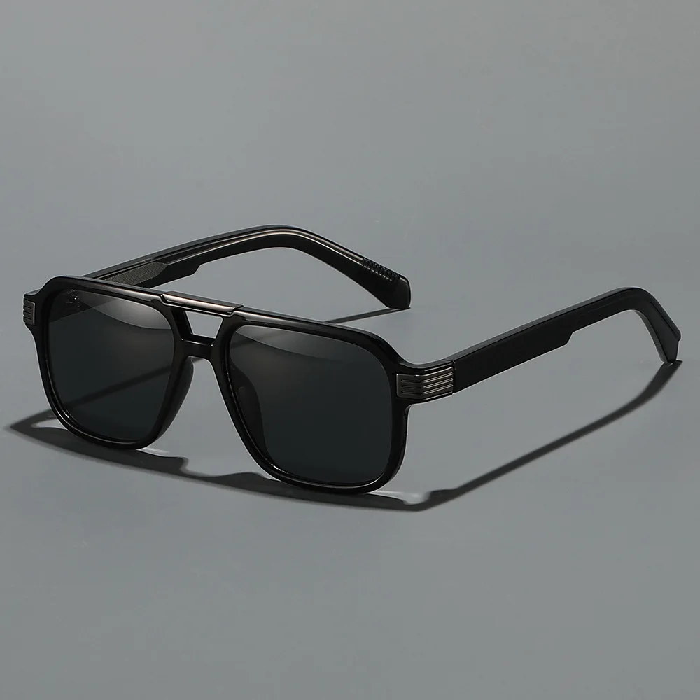 2026 Hochwertige Sonnenbrille für Herren und Damen Quadratische Pilotenbrille Luxuriöser Edelstahlkern Propionsäure UV400 Marken-Gafas Sol Hombre