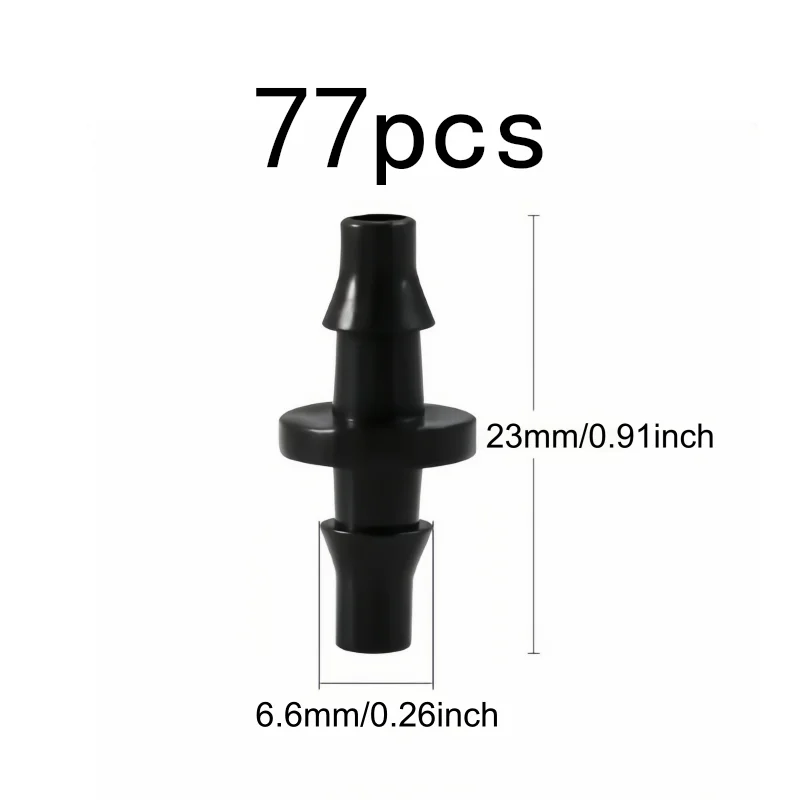77Pcs Double Barb Drip Connectors, Leakproof Easy Install for Garden Vegetable Patch, Stable Barbed Structure